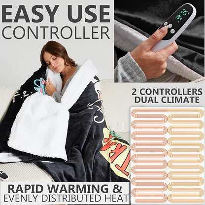Friends TV Show Heated Blanket Electric, King Size Luxurious Fleece Weighted