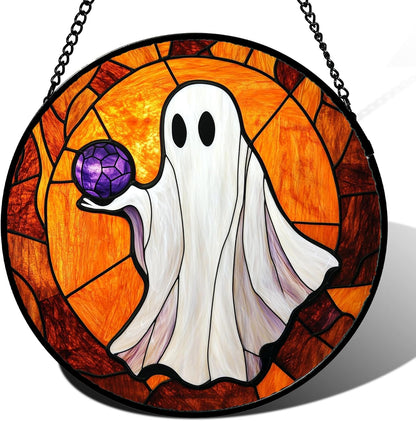 Stained Glass Window Hanging - Halloween Decorations Ghosts Vampire Suncatcher for Doors Garden Indoor Funny Spooky Sun Catchers Gothic Decor Horror Gifts for Women Men Friend 15 in