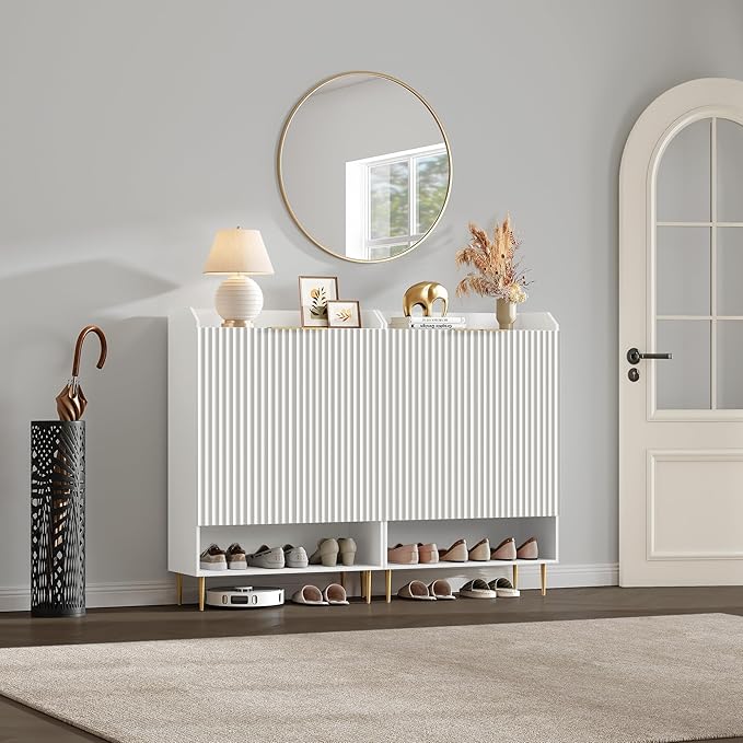 SICOTAS Shoe Cabinet Storage Set of 2, 56 Pairs Large Capacity, 7-Tier Shoe
