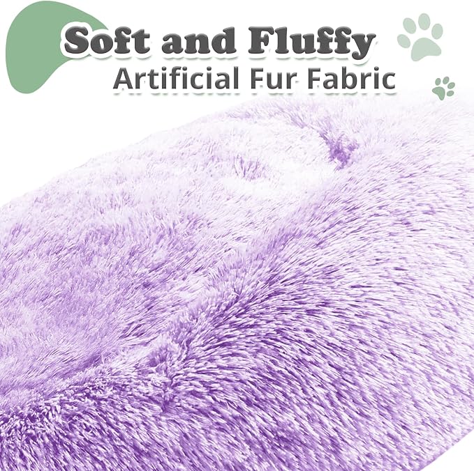 JOLLYVOGUE Dog & Cat Bed, Calming Anti-Anxiety Pet Bed for Small Dogs, Fluffy Donut Cushion for Small and Medium Pets (20")