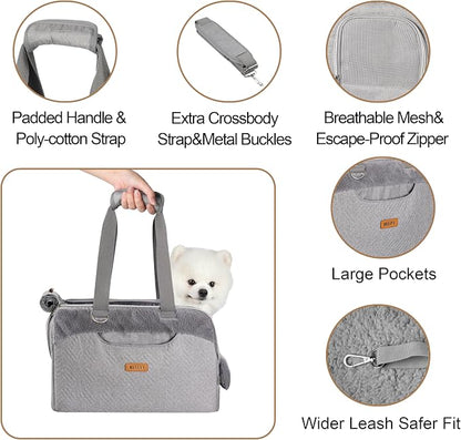 Dog Purse Carrier for Small Dogs Cats Rabbits Up to 12lbs, Lightweight Pet Sling Carriers with Large Pockets, Portable Puppy Soft Sided Tote Bag Carrier for Vet,Hiking,Travel