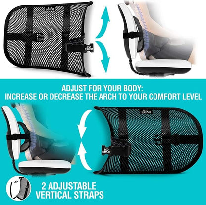 Bod Support Seat Cushions for Office Chairs with Lumbar Support, Desk Chairs, and Car Seats - Adjustable Straps and Non-Slip Ergonomic Design for Tailbone and Lower Back Pain Relief for All Day Use