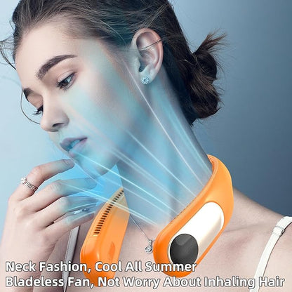 Portable Neck Fan, Personal Wearable Bladeless Fan, LED Display, 6000mAh USB