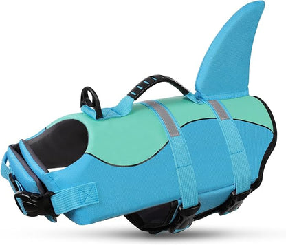 Shark Dog Life Jacket, Dog Life Vests for Boating, High Buoyant Pet Life Vest for Swimming, Adjustable Easy On Pet Life Jackets for Small, Medium, Large Dogs (Pool Blue,XS)