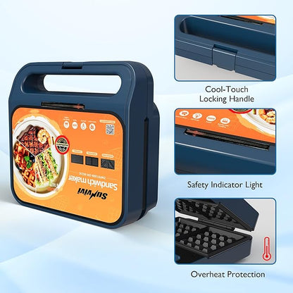 Sandwich Maker Panini Press Grill, 3 in 1 Electric Waffle Maker