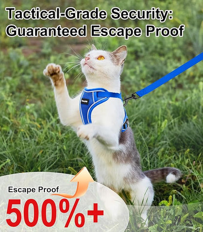 Cat Harness and Leash for Walking Escape Proof Soft Adjustable Cat Leash Breathable Comfortable Vest Easy to Wear Kitten Harness for Outdoor Travel Blue XS