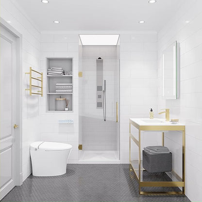 ANZZI 70" x 24" Frameless Shower Door in Brushed Gold, Water Repellent Glass