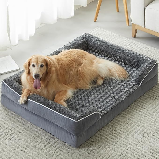 WNPETHOME Orthopedic Washable XXL Dog Bed for Senior Dog Cozy Sleep | Extra Large Waterproof Big Soft Dog Couch Sofa Bed for Dogs Relax with Removable Cover Supportive Pet Bed DarkGrey 54x36Inch
