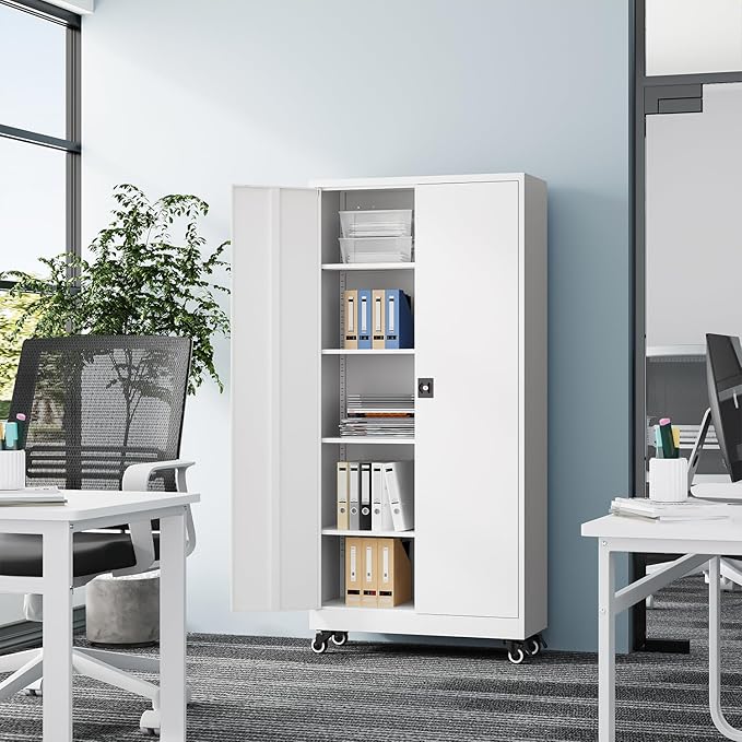 Metal Rolling Storage Cabinet-74.6” Tall Steel File Cabinets