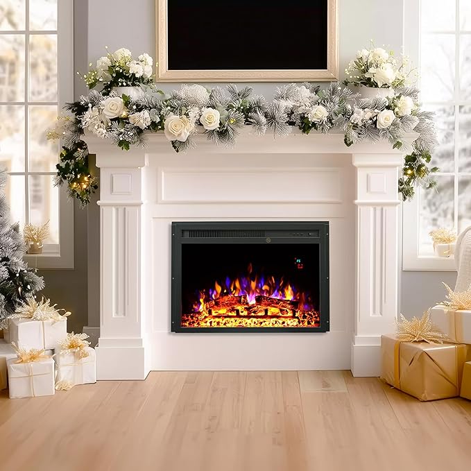 23.6 Inch Electric Fireplace Insert, Recessed Electric Fireplace Heater