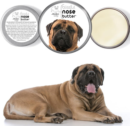 The Blissful Dog Bullmastiff Nose Butter for Dry, Cracked Skin, Lick-Safe Dog Nose Balm with Moisturizing Shea Butter, Almond, Olive, and Essential Oils, Pet Supplies, Uncented, 2 oz.