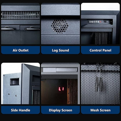 43 Inches Electric Fireplace Insert, 750W/1500W Fireplace Heater