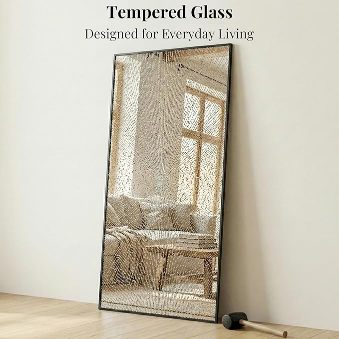 55"x30" Black Bathroom Mirror, Metal Framed Vanity Mirror