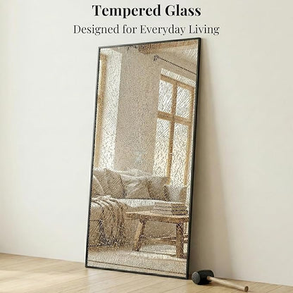 55"x30" Black Bathroom Mirror, Metal Framed Vanity Mirror