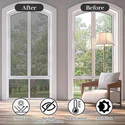 Niviy One Way Privacy Window Film See Out Not in 41 x 157.4 Inch Reflective Window Film Heat Blocking Anti UV Glass Door Mirror Window Tint for Home Office, Silver