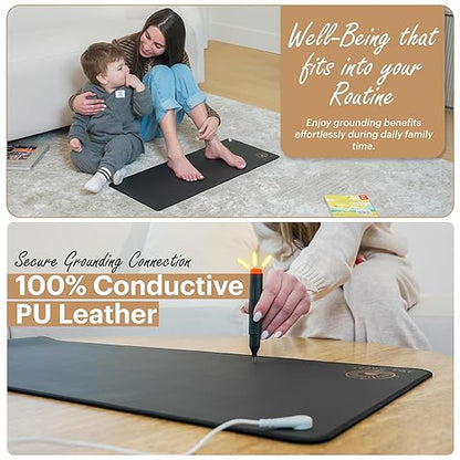 Terra Sol Grounding Mat for Feet - Premium 29x12.5in Earthing Mat for Pain Relief, Better Sleep & Inflammation Reduction - Yoga Grounding Pad with 15ft Cord & Safety Testers