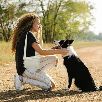 Dog Training Treat Pouch Fanny Pack,Dog Waist Belt,Dogs Walking Bag Crossbody with Poop Bags,Puppy Treat Bag Training Pouch (Khaki)
