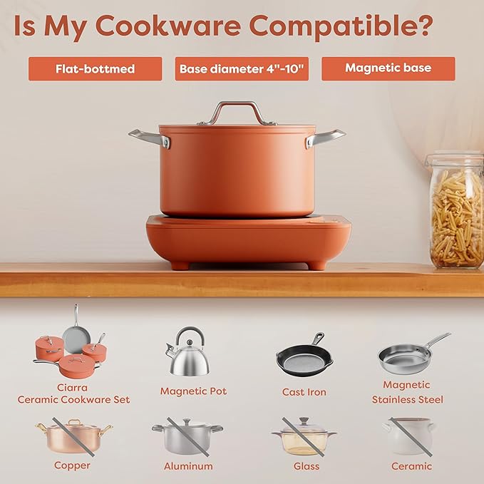 CIARRA CATIH1A-O Portable Induction Cooktop, Slim Single Electric Countertop