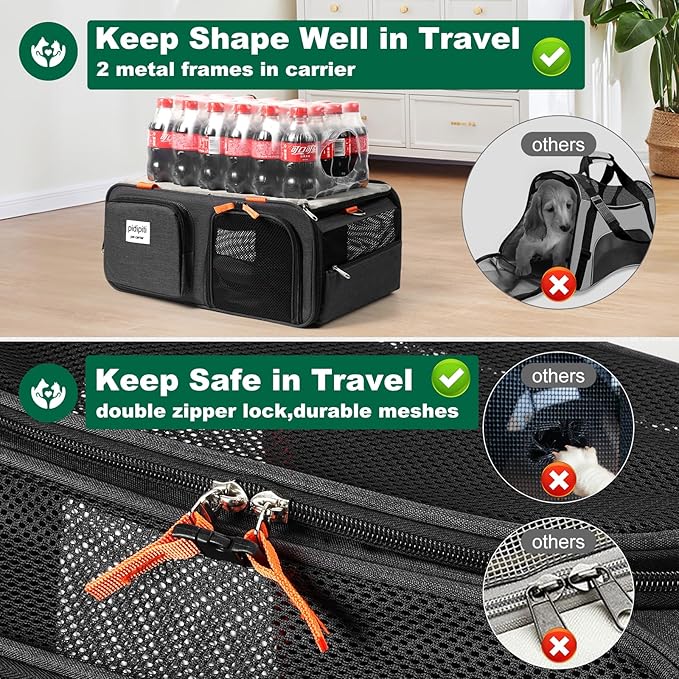 17x13x8 Frontier Allegiant Airlines Approved top Expandable pet Carrier for Extra-Small Dog/Small cat,Weight up to 5 lbs,Length Shorter Than 16''