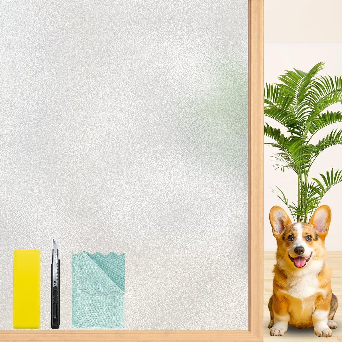 Niviy Frosted Glass Window Privacy Film with Free Installation Tools 23.6 x 118 Inch Static Cling Bathroom Window Frosting Film Day and Night Privacy Windows Cling Home Glass Door Cover