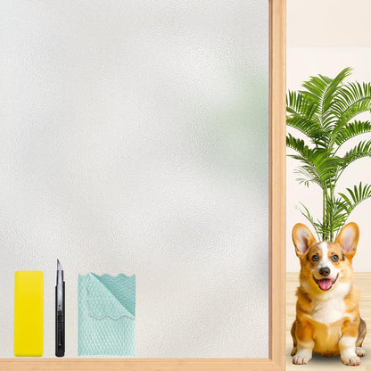 Niviy Etched Privacy Window Film Frosted Glass Static Cling Non Adhesive Window Frost Film for Home Office, 35.4 inch x 118 inch