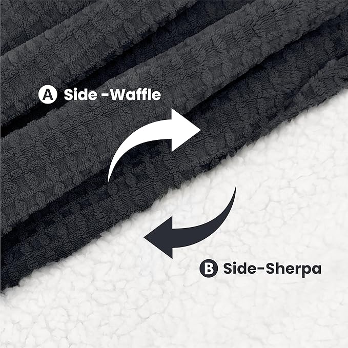 Heated Blanket Electric Blanket Twin Waffle, 62x84 Inches Sherpa Fleece Fast