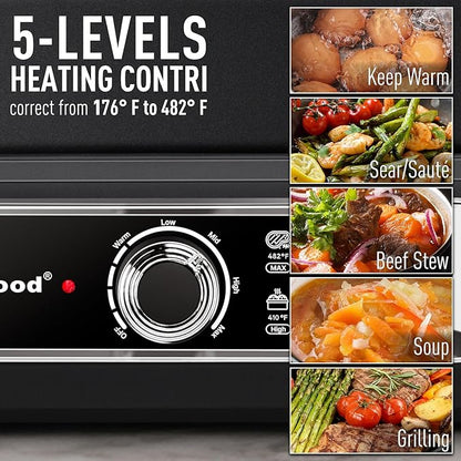 Electric Skillet, Techwood 7.5-Quart 2-in-1 Versatile Multi-Cooker