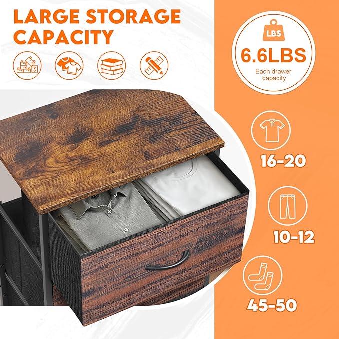 4 Fabric Drawer Dresser for Bedroom, Chest of Drawers