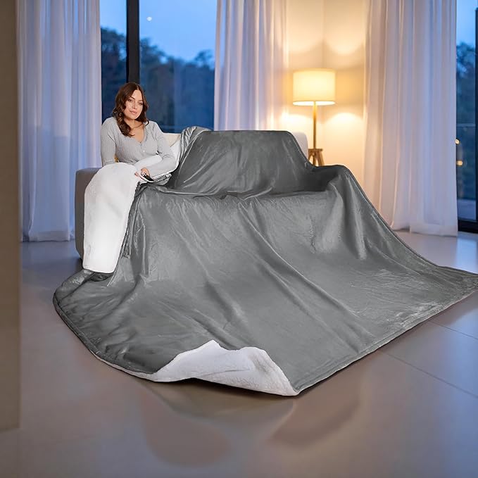 Heated Blanket Electric Luxurious Fleece King Blanket, 9 Heat Settings & 12H