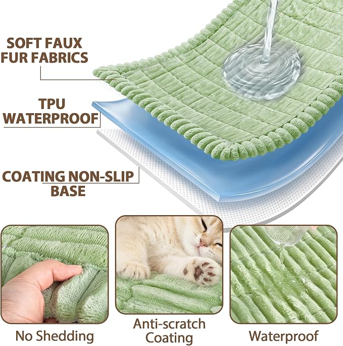 FUANGUI 2 Pack Waterproof Couch Cover for Dogs Pets Sofa Protector | Non-Slip Washable Fuzzy Soft Sofa Slipcover for 2 PCS L Shaped Sofa Pet Friendly, 27.6" x 59.1"+27.6" x 70.9", Grass Green