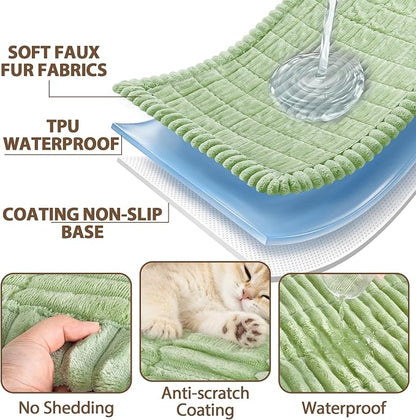 FUANGUI Waterproof Armrest Couch Cover for Dogs,27.6" x 27.15", Grass Green | Non-Slip Washable Fuzzy Soft Cat Sofa Slipcover for 2-3 Cushion Couch Sofa Pet Friendly, Grass Green, 27.6" x 59.1", 1 pcs