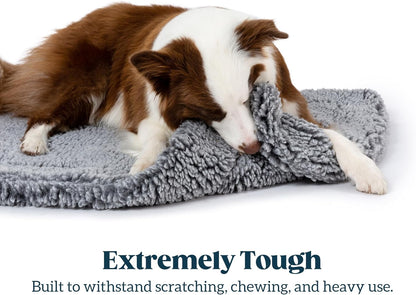 Stoutwool Indestructible Dog Bed - Fluffy Chew Proof Dog Crate Pad - Tough Kennel Pad for Aggressive Chewers - Ideal for Extra Large Breeds & Fits 48-Inch Crate - 47"x29", Charcoal