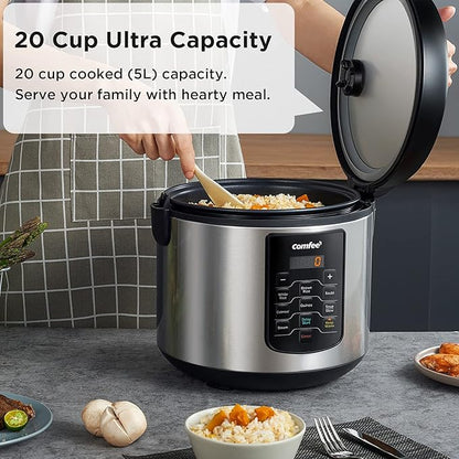 COMFEE' Rice Cooker 10 cup Uncooked/20 cup Cooked, Rice Maker, Steamer and