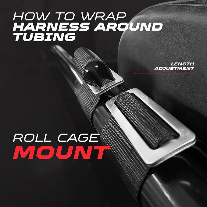 1pc 50 Cal Silver 4 Point Harness 2in Straps, Racing Harness Seat Belt | Ultra Kush padding, Push Button quick release hardware. Universal Fit for UTV, RZR, race car.