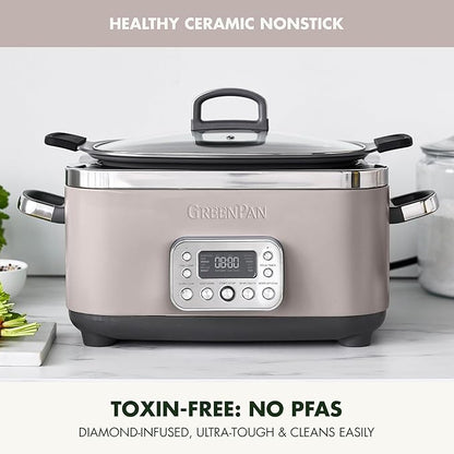 GreenPan Elite 14-in-1 Programmable 6QT Electric Slow Cooker, Dishwasher Safe
