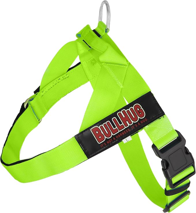 Adjustable Dog Harness– No Pull, No Choke – for English Bulldogs, French Bulldogs, Pugs & Broad-Chested Breeds – Easy, Safe Walks (NEON Green, Medium)