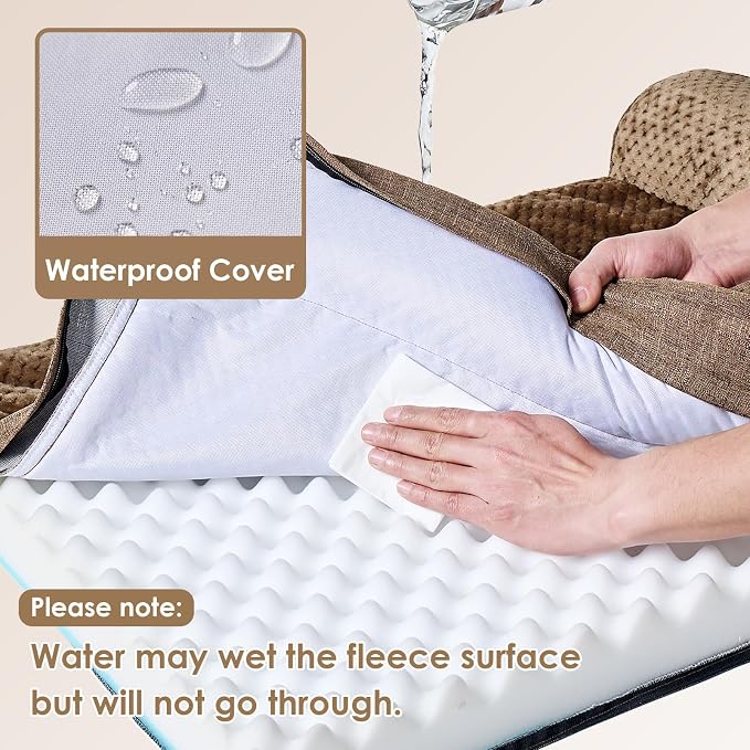 EHEYCIGA XXL Dog Bed Memory Foam, Orthopedic Giant Dog Bed Jumbo with Washable Removable Cover, Waterproof Pet Sofa Couch with Nonskid Bottom, 48x35x7.5, Camel | Washable Removable Cover, Waterproof Flat Pet Sofa Couch with Nonskid Bottom, 48x35x7.5