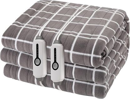 Electric Heated Blanket Queen Size 84"x90", Dual Controllers & Heating Zones