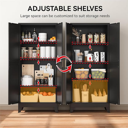 COFaR 61" Tall Pantry Cabinet in Black, Modern Storage Cabinet