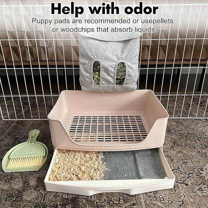 Large Rabbit Litter Box Bunny Litter Box, Potty Training for Rabbits Litter Pan with Drawer, Rabbit Bedding Toilet for Adult Guinea Pig, Ferret, Bunny and Other Animals (Brown)
