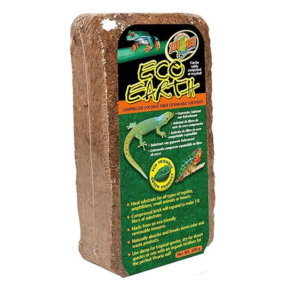 Zoo Med Eco Earth Compressed Coconut Fiber Substrate Reptiles 1 Brick - 3 Pack
