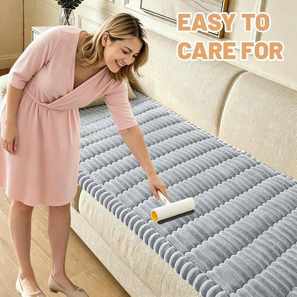 Waterproof Couch Cover for Dogs Washable,Nonslip Fuzzy Durable Pet Friendly | Soft Slipcovers for 3 Cushion Sofa Cover,Plush Thick Protector Fits Mat Bed Leather & Fabric Couches Light Grey 27.6"x59.06"