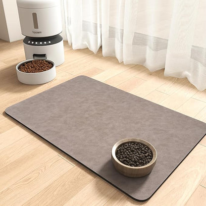 MontVoo-Absorbent Pet Feeding Mat-No Stains Pet Mat for Food and Water Bowl-Quick Dry Cat & Dog Food Mat Water Dispenser Mat-Pet Supplies Mat-Dog Water Bowl Mat for Messy Drinker,（Brown,23"x34"）