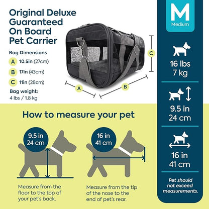 Sherpa Original Deluxe Travel Pet Carrier, Airline Approved & Guaranteed On Board - Charcoal Gray, Medium