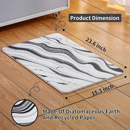 Diatomite Stone Pet Feeding Mat for Dog Cat Super Absorbent Diatomite Quick Drying Stone Dog Food Mat, Dog Mats for Food and Water with Non-Slip Station, Fast Dry Pet Mats,Marble Water Flow