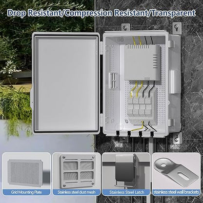ABS Electrical Junction Box, Ventilated Design, Cable Grommets, IP65 Waterproof
