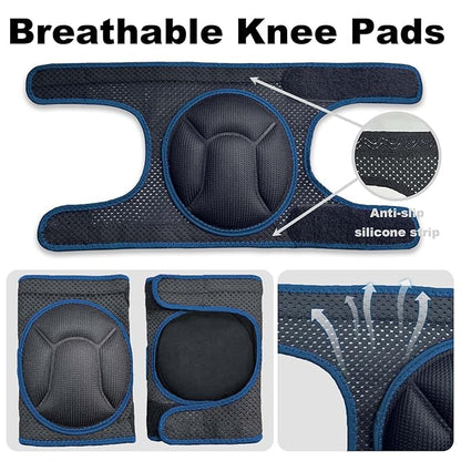 Garden Knee Pads for Men Women, Soft Knee Pad for House Cleaning Work, Comfortable Kneepads for Cleaning Floors Planting Flowers, Adjustable Knee Pads Gifts for Carpenters Painters Cleaners for Christmas, Blue M (1 pair)