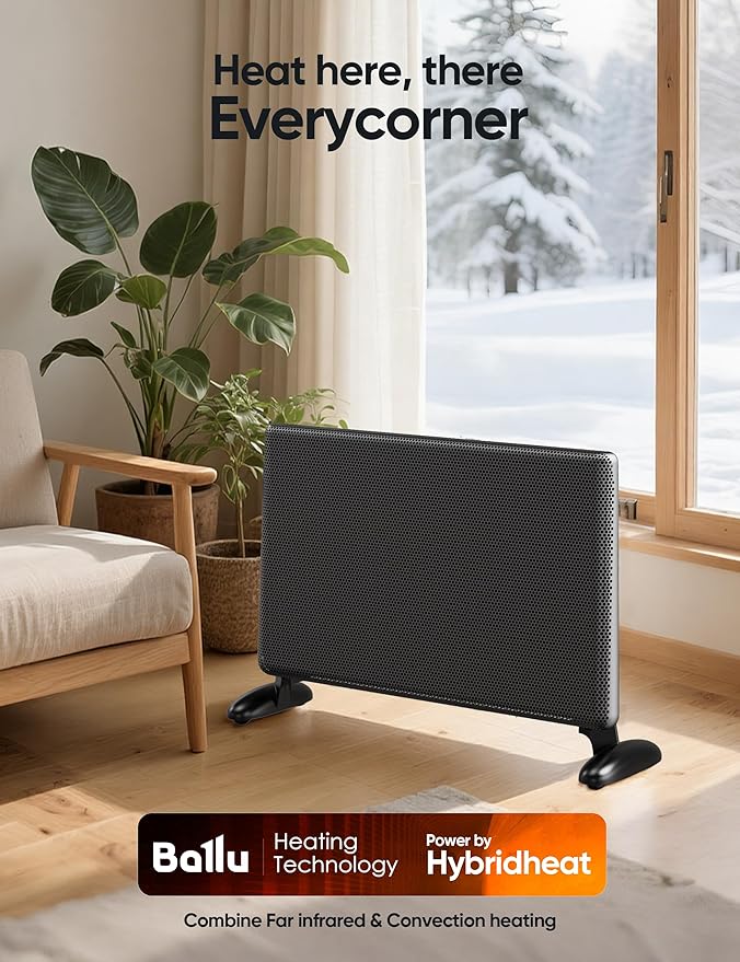 Ballu Mica Infrared Space Heater Large Room, Panel Heater
