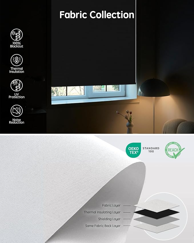 Yoolax Motorized Blinds with Remote, Automatic Window Shades Work with Alexa