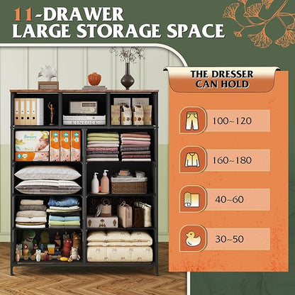 WLIVE Tall Dresser for Bedroom, Fabric Dresser Storage Tower, Chest of Drawers